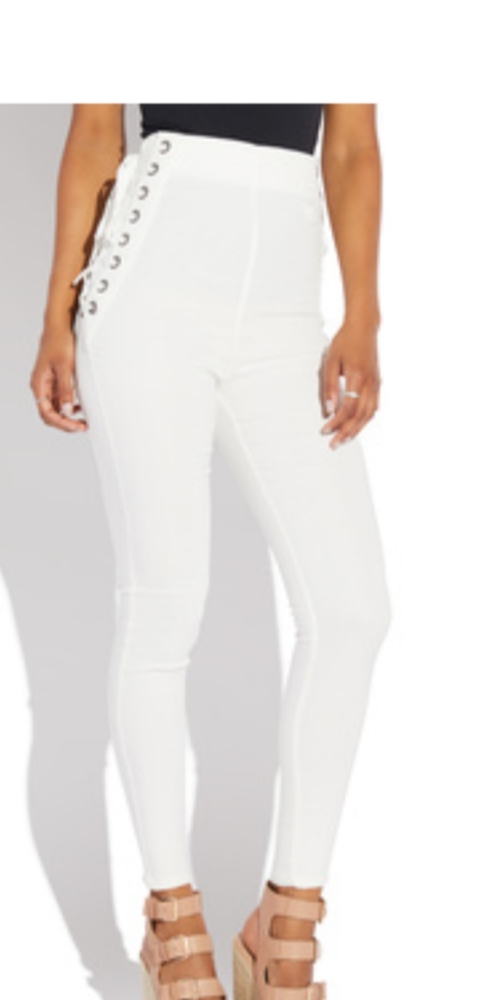High waist side lace pants